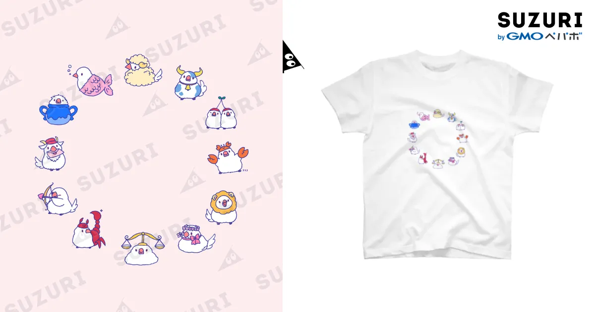 集合 12星座文鳥 / 文鳥グッズのお店 ( riekotori )のスタンダードT