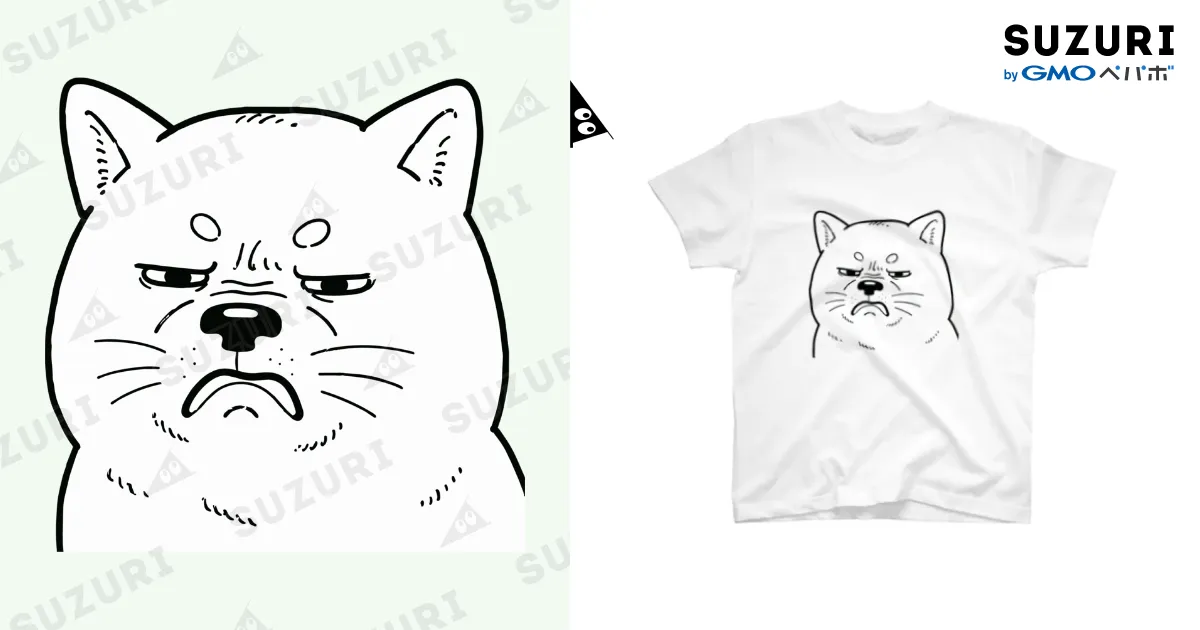 嫌な顔した柴犬 白Tシャツ