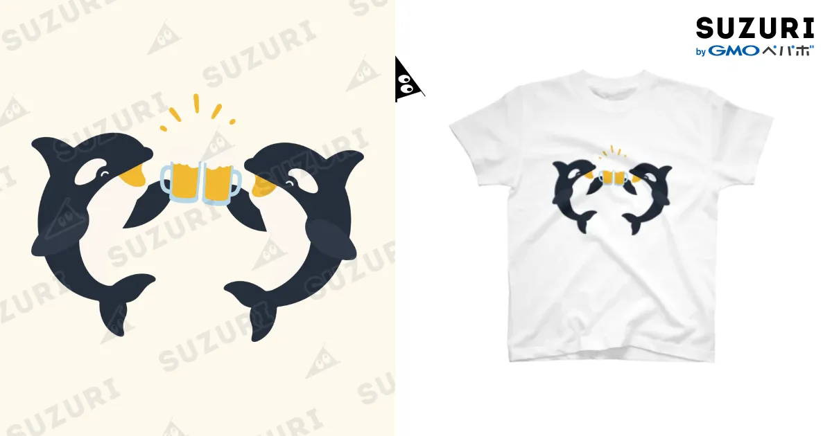 乾杯シャチ 白Tシャツ